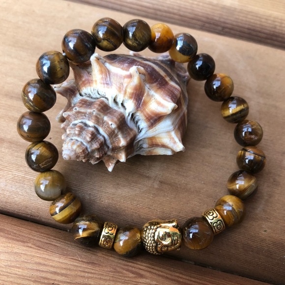 🤎 Tiger’s Eye Mala Bead Bracelet with Buddha Bead - Picture 6 of 8